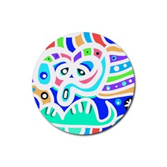 Crazy Pop Art - Doodle Animals   Rubber Coaster (round) by ConteMonfrey