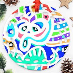 Crazy Pop Art - Doodle Animals   Round Filigree Ornament (two Sides) by ConteMonfrey