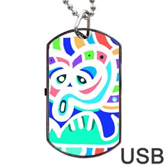 Crazy Pop Art - Doodle Animals   Dog Tag Usb Flash (one Side) by ConteMonfrey