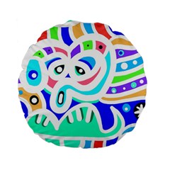 Crazy Pop Art - Doodle Animals   Standard 15  Premium Flano Round Cushions by ConteMonfrey