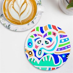 Crazy Pop Art - Doodle Animals   Uv Print Round Tile Coaster by ConteMonfrey