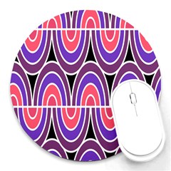 Pink, Blue, Black, Purple Tones Pop Art  Round Mousepad by ConteMonfrey