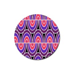 Pink, Blue, Black, Purple Tones Pop Art  Rubber Coaster (round) by ConteMonfrey