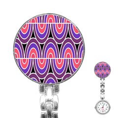 Pink, Blue, Black, Purple Tones Pop Art  Stainless Steel Nurses Watch by ConteMonfrey