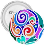 Crazy Pop Art - Doodle Circles   3  Buttons Front