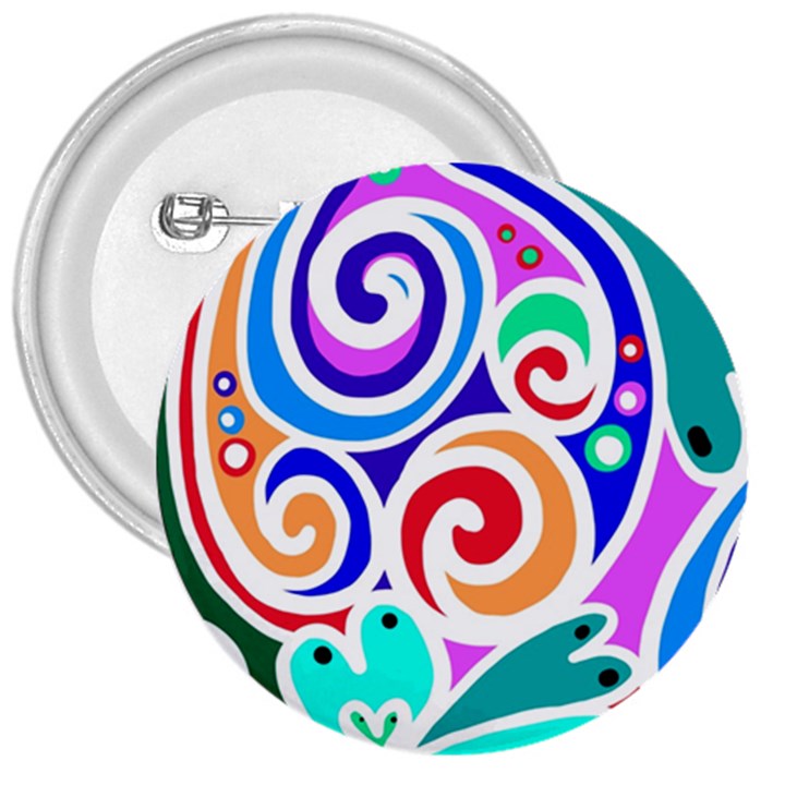 Crazy Pop Art - Doodle Circles   3  Buttons