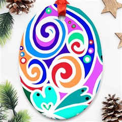 Crazy Pop Art - Doodle Circles   Ornament (oval)