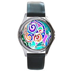 Crazy Pop Art - Doodle Circles   Round Metal Watch by ConteMonfrey