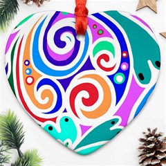 Crazy Pop Art - Doodle Circles   Ornament (heart) by ConteMonfrey