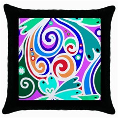 Crazy Pop Art - Doodle Circles   Throw Pillow Case (black) by ConteMonfrey