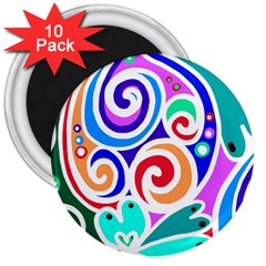 Crazy Pop Art - Doodle Circles   3  Magnets (10 Pack)  by ConteMonfrey