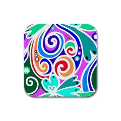 Crazy Pop Art - Doodle Circles   Rubber Square Coaster (4 Pack) by ConteMonfrey