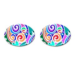 Crazy Pop Art - Doodle Circles   Cufflinks (oval) by ConteMonfrey