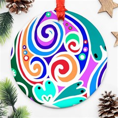 Crazy Pop Art - Doodle Circles   Round Ornament (two Sides)