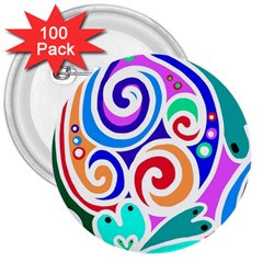 Crazy Pop Art - Doodle Circles   3  Buttons (100 Pack)  by ConteMonfrey