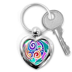 Crazy Pop Art - Doodle Circles   Key Chain (heart) by ConteMonfrey