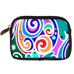 Crazy Pop Art - Doodle Circles   Digital Camera Leather Case by ConteMonfrey