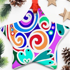 Crazy Pop Art - Doodle Circles   Ornament (star)