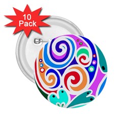 Crazy Pop Art - Doodle Circles   2 25  Buttons (10 Pack)  by ConteMonfrey