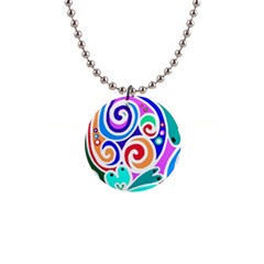 Crazy Pop Art - Doodle Circles   1  Button Necklace by ConteMonfrey