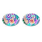 Crazy Pop Art - Doodle Circles   Cufflinks (Oval) Front(Pair)