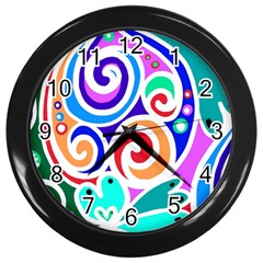 Crazy Pop Art - Doodle Circles   Wall Clock (black) by ConteMonfrey