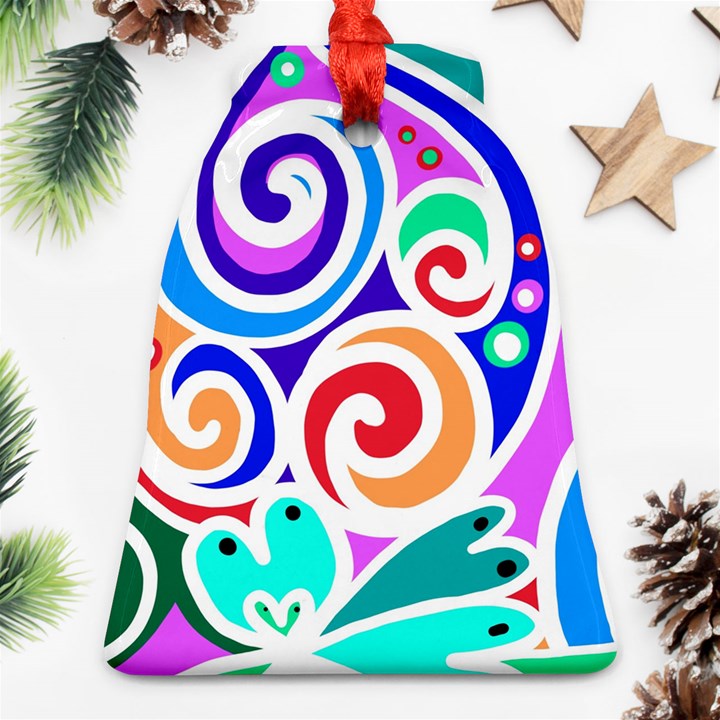 Crazy Pop Art - Doodle Circles   Ornament (Bell)