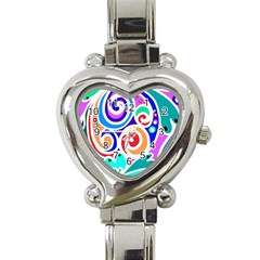 Crazy Pop Art - Doodle Circles   Heart Italian Charm Watch