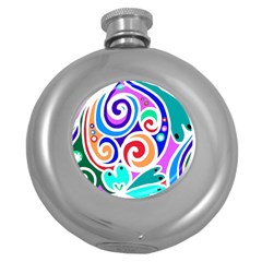 Crazy Pop Art - Doodle Circles   Round Hip Flask (5 Oz) by ConteMonfrey