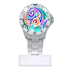 Crazy Pop Art - Doodle Circles   Plastic Nurses Watch by ConteMonfrey