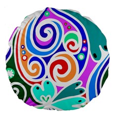 Crazy Pop Art - Doodle Circles   Large 18  Premium Flano Round Cushions by ConteMonfrey