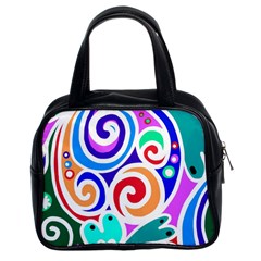 Crazy Pop Art - Doodle Circles   Classic Handbag (two Sides) by ConteMonfrey