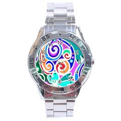 Crazy Pop Art - Doodle Circles   Stainless Steel Analogue Watch by ConteMonfrey