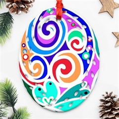 Crazy Pop Art - Doodle Circles   Ornament (oval Filigree) by ConteMonfrey