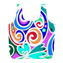 Crazy Pop Art - Doodle Circles   Full Print Recycle Bag (l) by ConteMonfrey