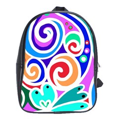 Crazy Pop Art - Doodle Circles   School Bag (xl) by ConteMonfrey