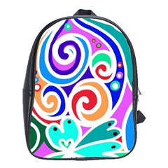 Crazy Pop Art - Doodle Circles   School Bag (large) by ConteMonfrey