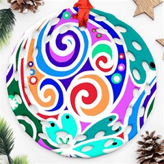 Crazy Pop Art - Doodle Circles   Round Filigree Ornament (two Sides) by ConteMonfrey