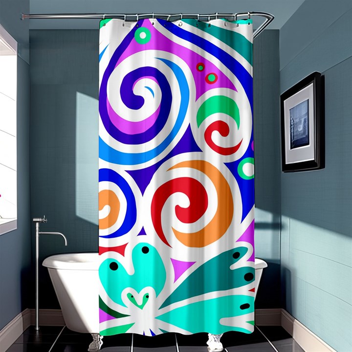 Crazy Pop Art - Doodle Circles   Shower Curtain 36  x 72  (Stall) 