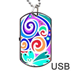 Crazy Pop Art - Doodle Circles   Dog Tag Usb Flash (one Side) by ConteMonfrey