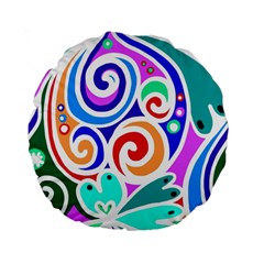 Crazy Pop Art - Doodle Circles   Standard 15  Premium Flano Round Cushions by ConteMonfrey