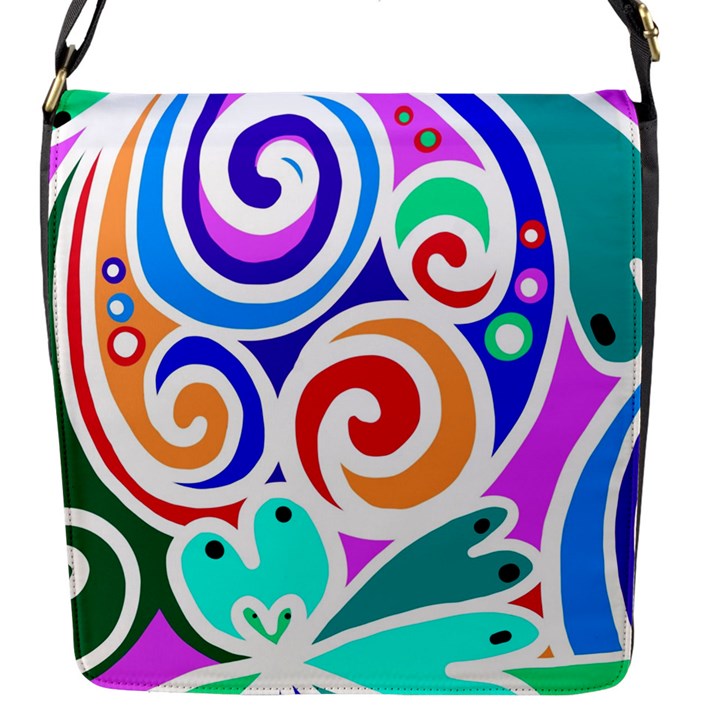 Crazy Pop Art - Doodle Circles   Flap Closure Messenger Bag (S)