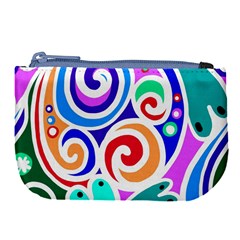 Crazy Pop Art - Doodle Circles   Large Coin Purse by ConteMonfrey