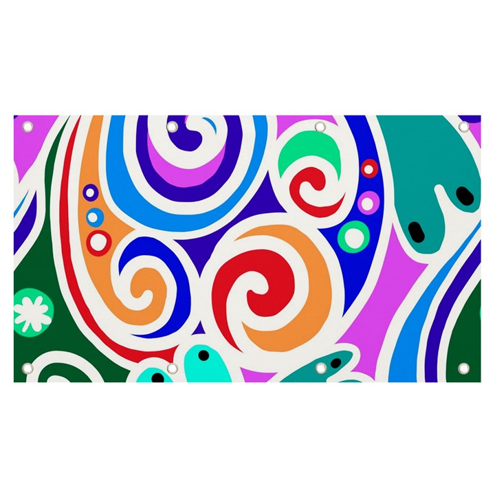 Crazy Pop Art - Doodle Circles   Banner and Sign 7  x 4 