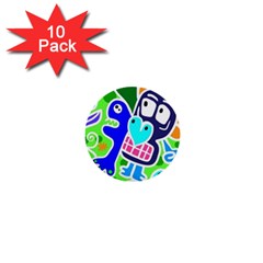 Crazy Pop Art - Doodle Skulls  1  Mini Buttons (10 Pack)  by ConteMonfrey