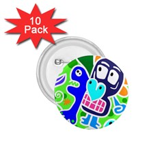 Crazy Pop Art - Doodle Skulls  1 75  Buttons (10 Pack) by ConteMonfrey