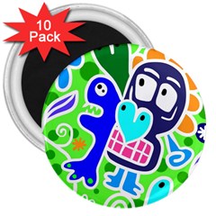 Crazy Pop Art - Doodle Skulls  3  Magnets (10 Pack)  by ConteMonfrey