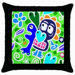 Crazy Pop Art - Doodle Skulls  Throw Pillow Case (black) by ConteMonfrey