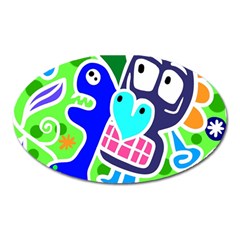 Crazy Pop Art - Doodle Skulls  Oval Magnet by ConteMonfrey