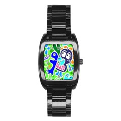 Crazy Pop Art - Doodle Skulls  Stainless Steel Barrel Watch by ConteMonfrey